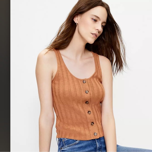 LOFT Ribbed Button Sweater Tank - Picture 4 of 4